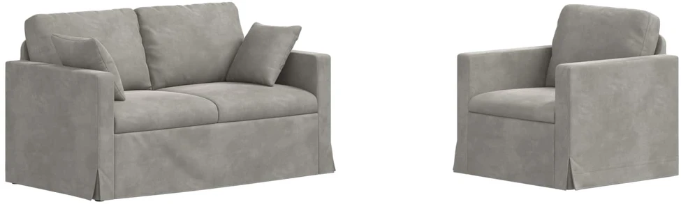 Sofa Sofos komplektas 2 vnt. Šviesiai pilka Aksomas