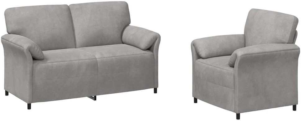 Sofa Sofos komplektas 2 vnt. Šviesiai pilka Aksomas