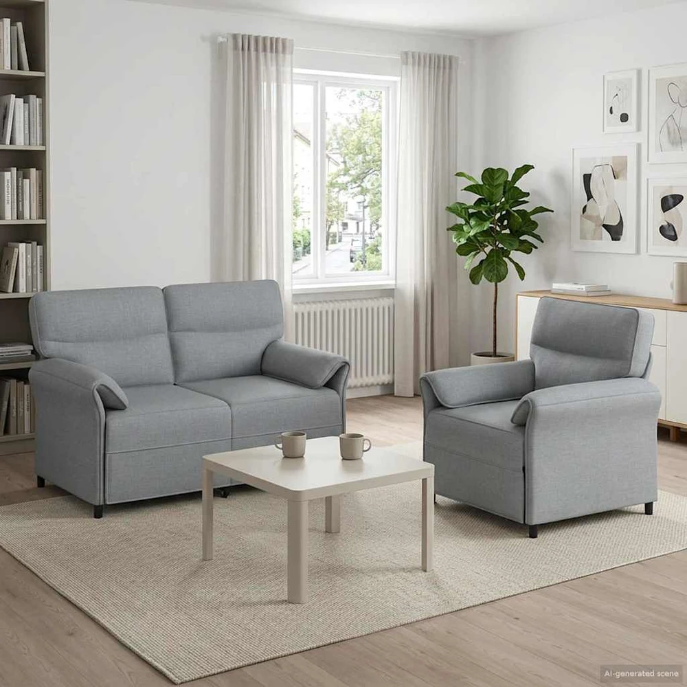 Sofa Sofos komplektas 2 vnt. Šviesiai pilka Audinys