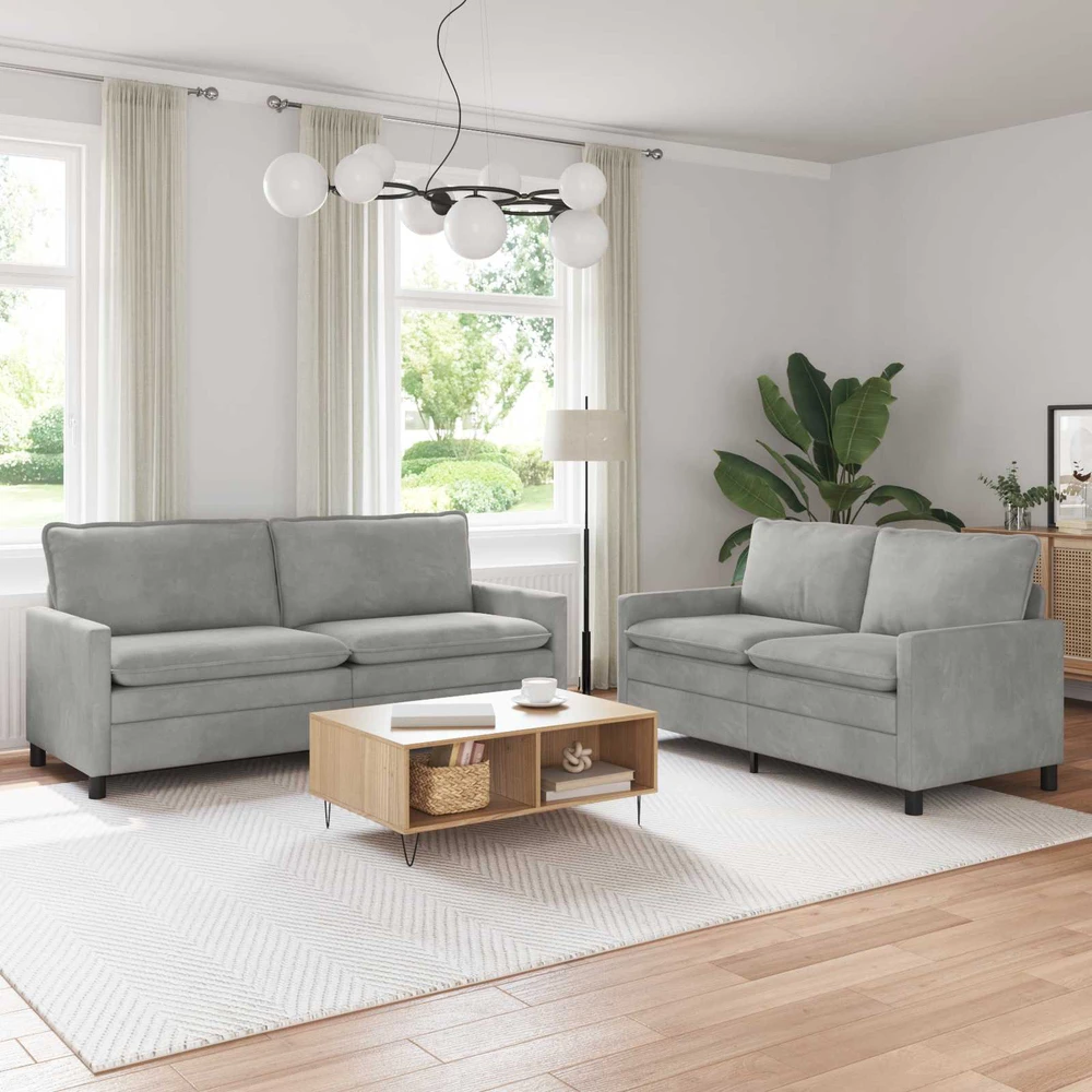 Sofa Sofos komplektas 2 vnt. Šviesiai pilka Aksomas