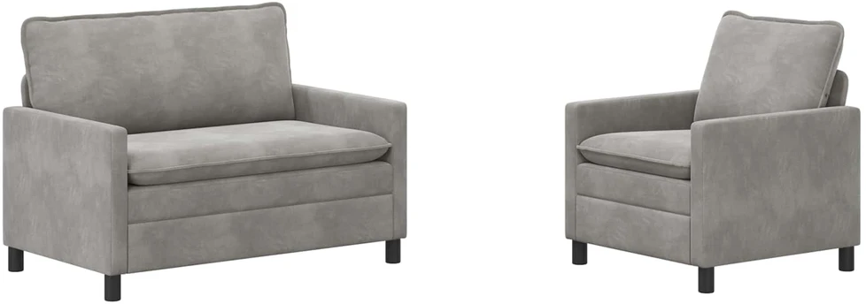 Sofa Sofos komplektas 2 vnt. Šviesiai pilka Aksomas