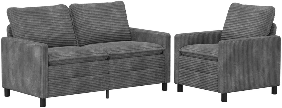 Sofa Sofos komplektas 2 vnt. Šviesiai pilka Poliesteris