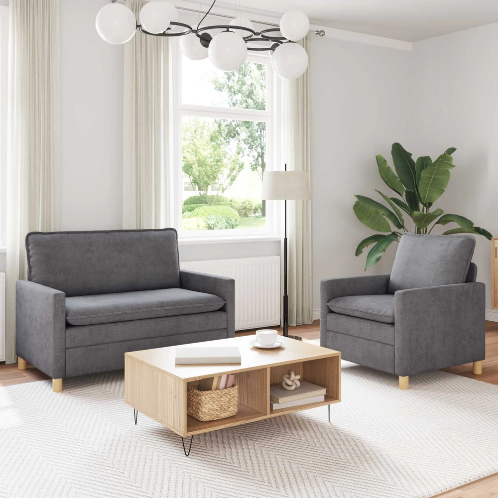 Sofa Sofos komplektas 2 vnt. Šviesiai pilka Poliesteris