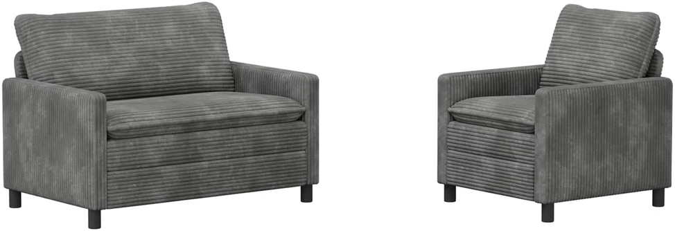 Sofa Sofos komplektas 2 vnt. Šviesiai pilka Poliesteris