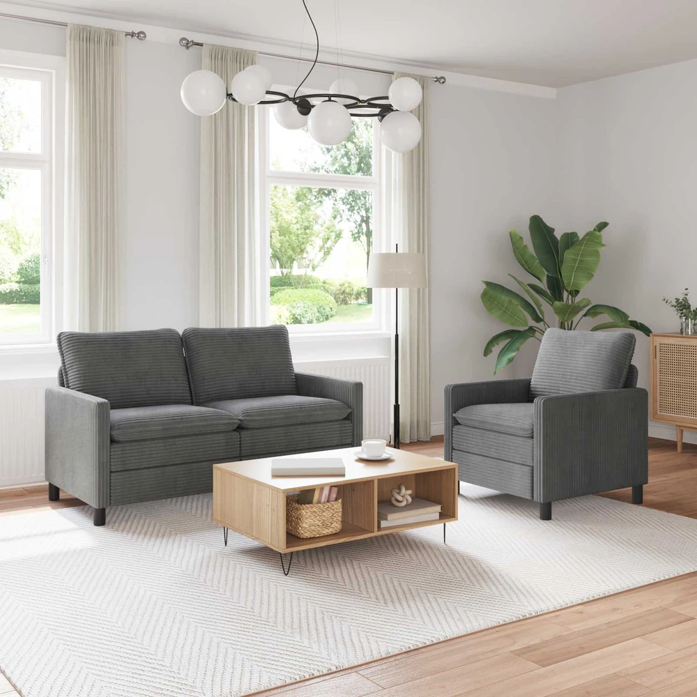 Sofa Sofos komplektas 2 vnt. Šviesiai pilka Poliesteris