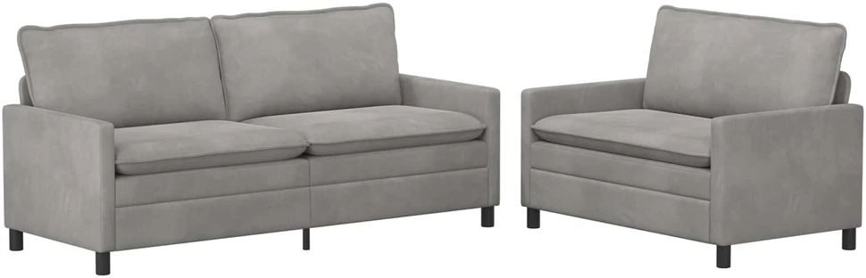 Sofa Sofos komplektas 2 vnt. Šviesiai pilka Aksomas