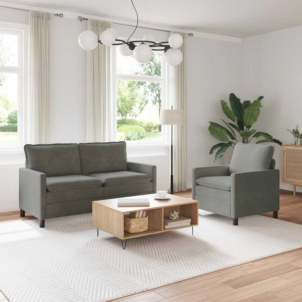 Sofa Sofos komplektas 2 vnt. Šviesiai pilka Audinys