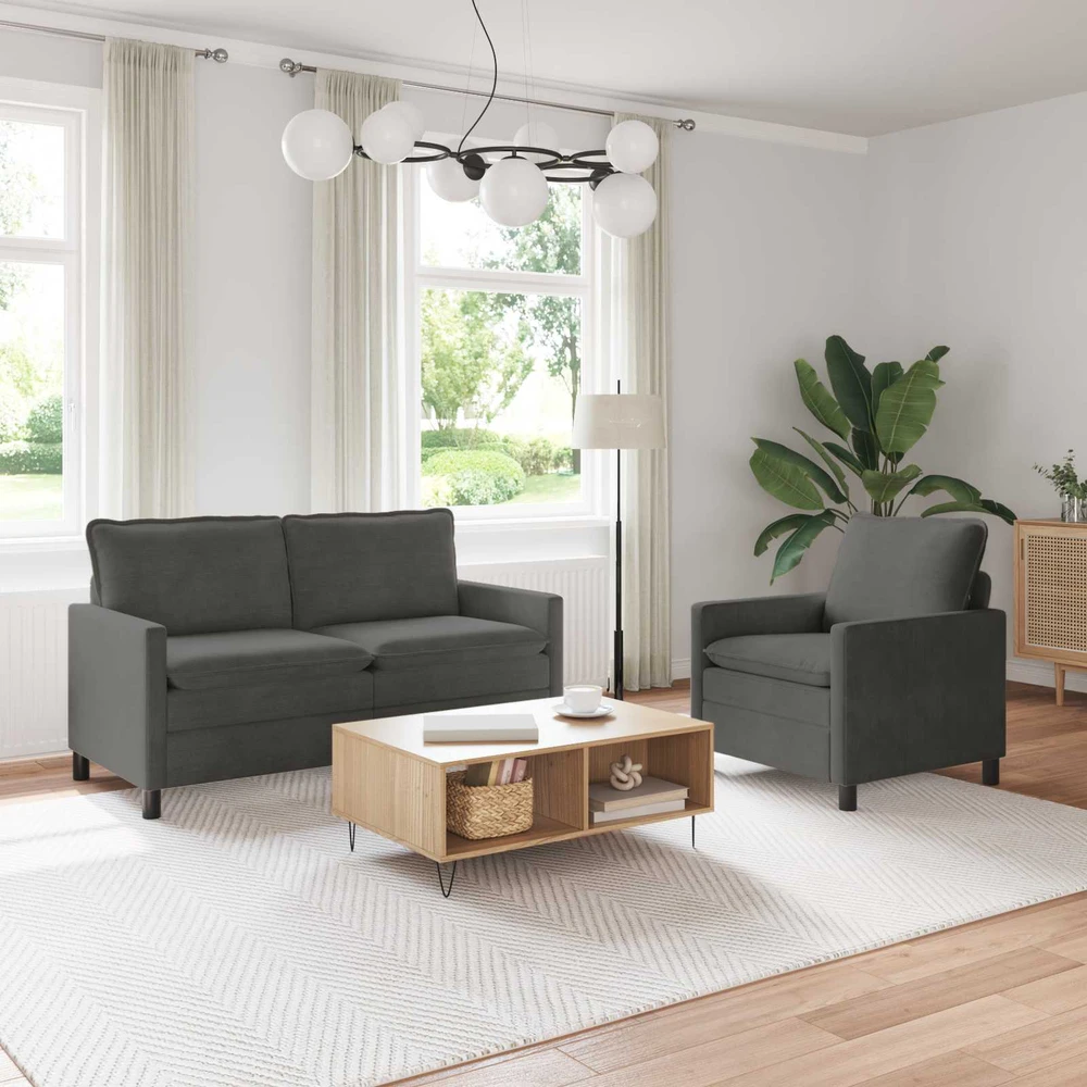 Sofa Sofos komplektas 2 vnt. Tamsiai pilka Audinys