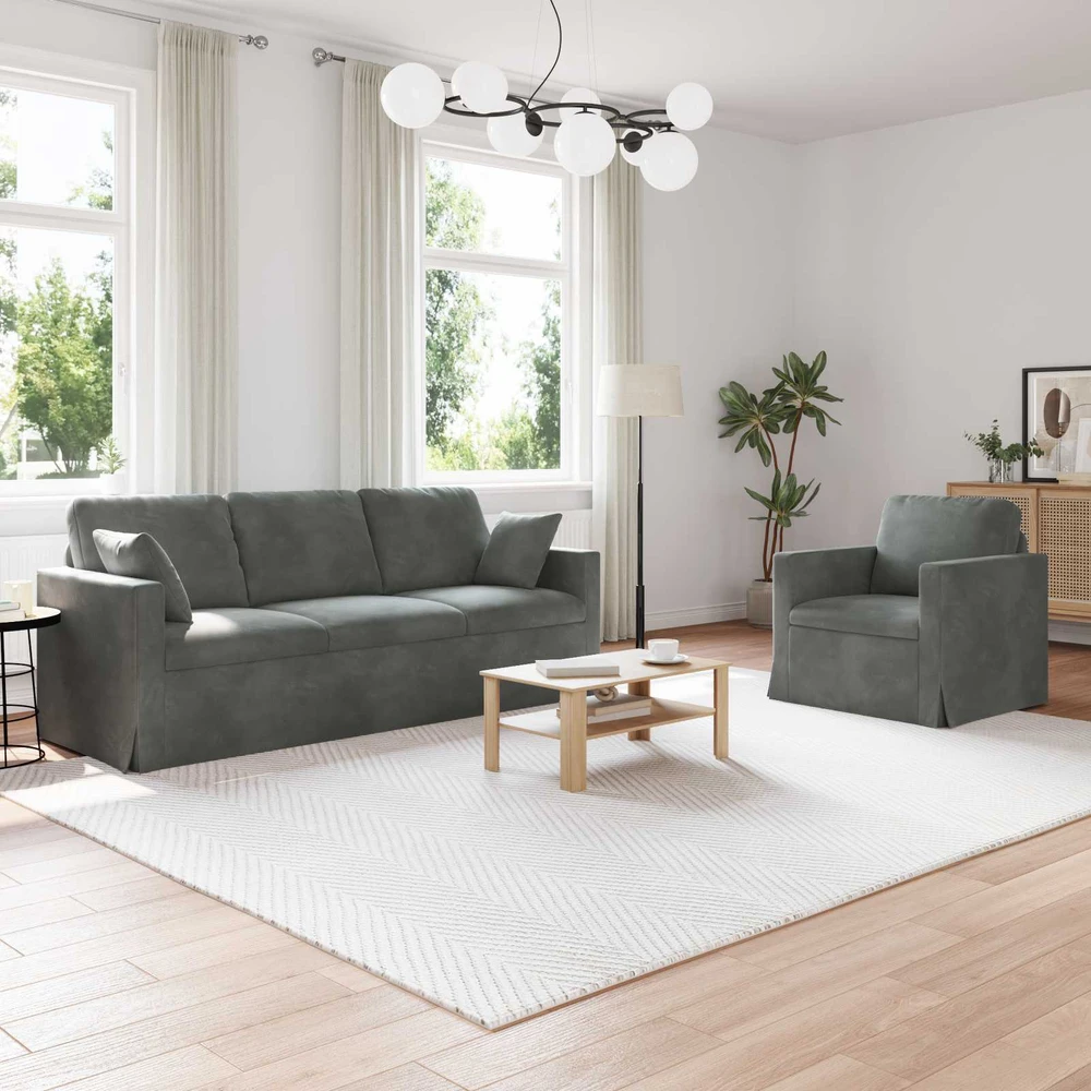 Sofa Sofos komplektas 2 vnt. Tamsiai pilka Aksomas