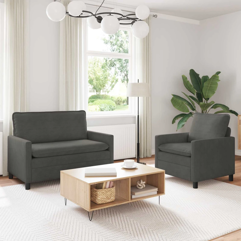 Sofa Sofos komplektas 2 vnt. Tamsiai pilka Audinys