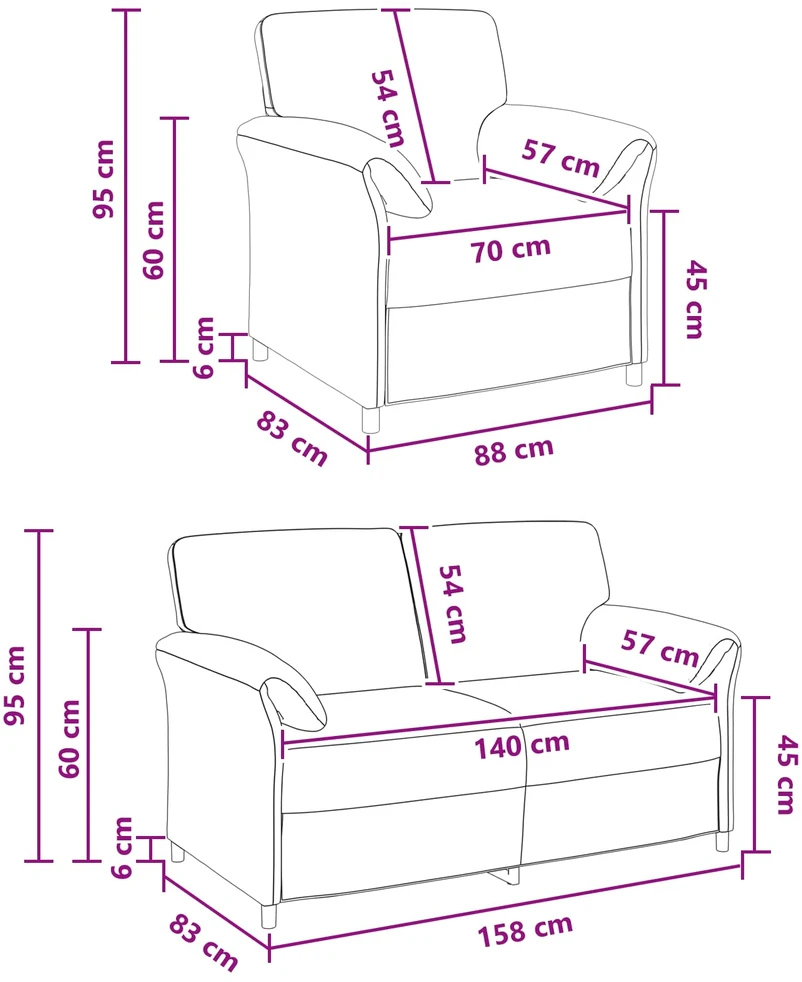 Sofa Sofos komplektas 2 vnt. Tamsiai pilka Aksomas