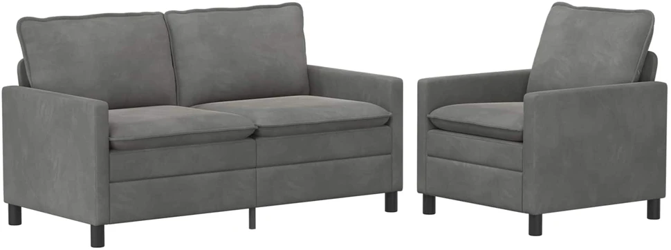 Sofa Sofos komplektas 2 vnt. Tamsiai pilka Aksomas