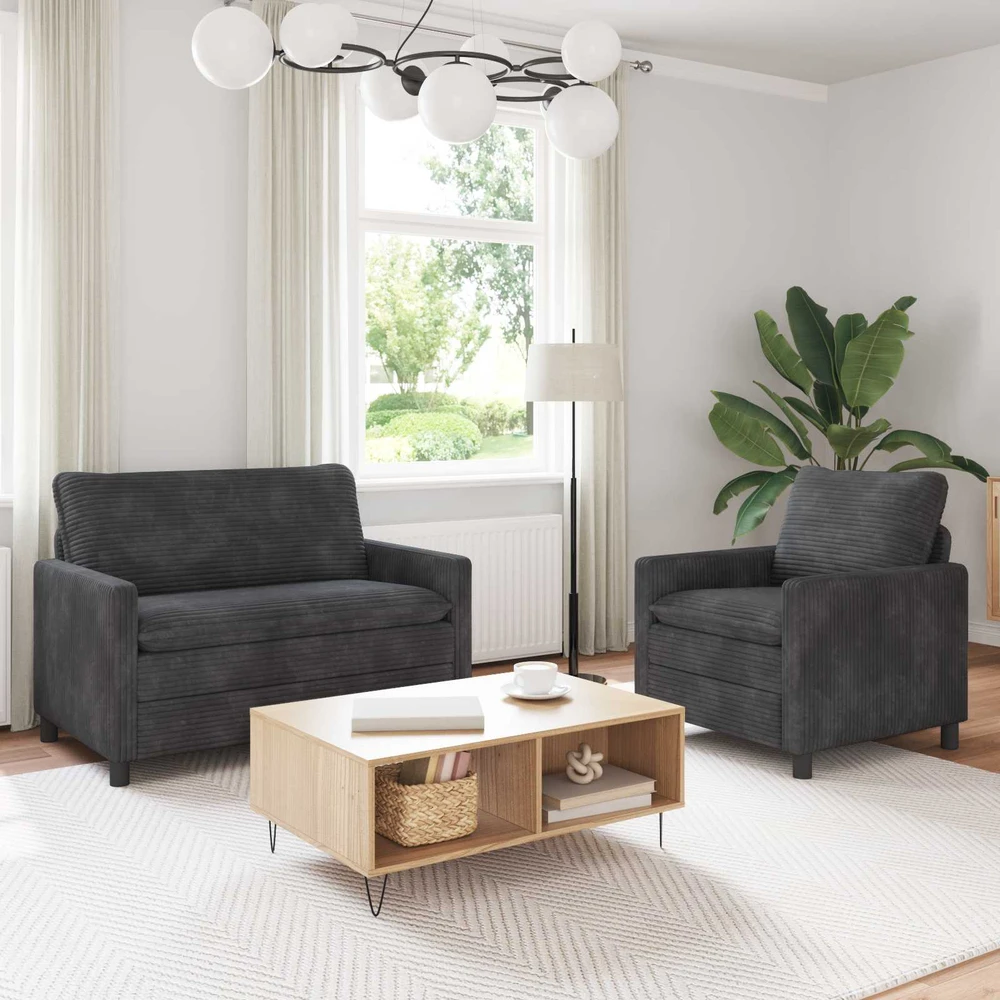 Sofa Sofos komplektas 2 vnt. Tamsiai pilka Poliesteris