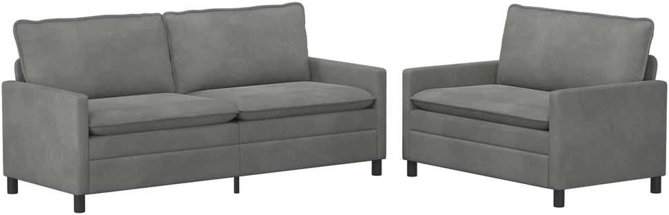 Sofa Sofos komplektas 2 vnt. Tamsiai pilka Aksomas