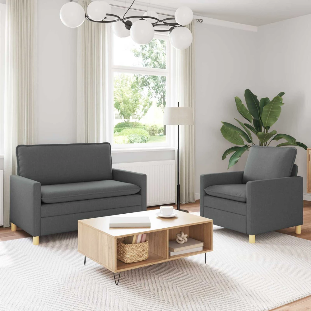 Sofa Sofos komplektas 2 vnt. Tamsiai pilka Audinys