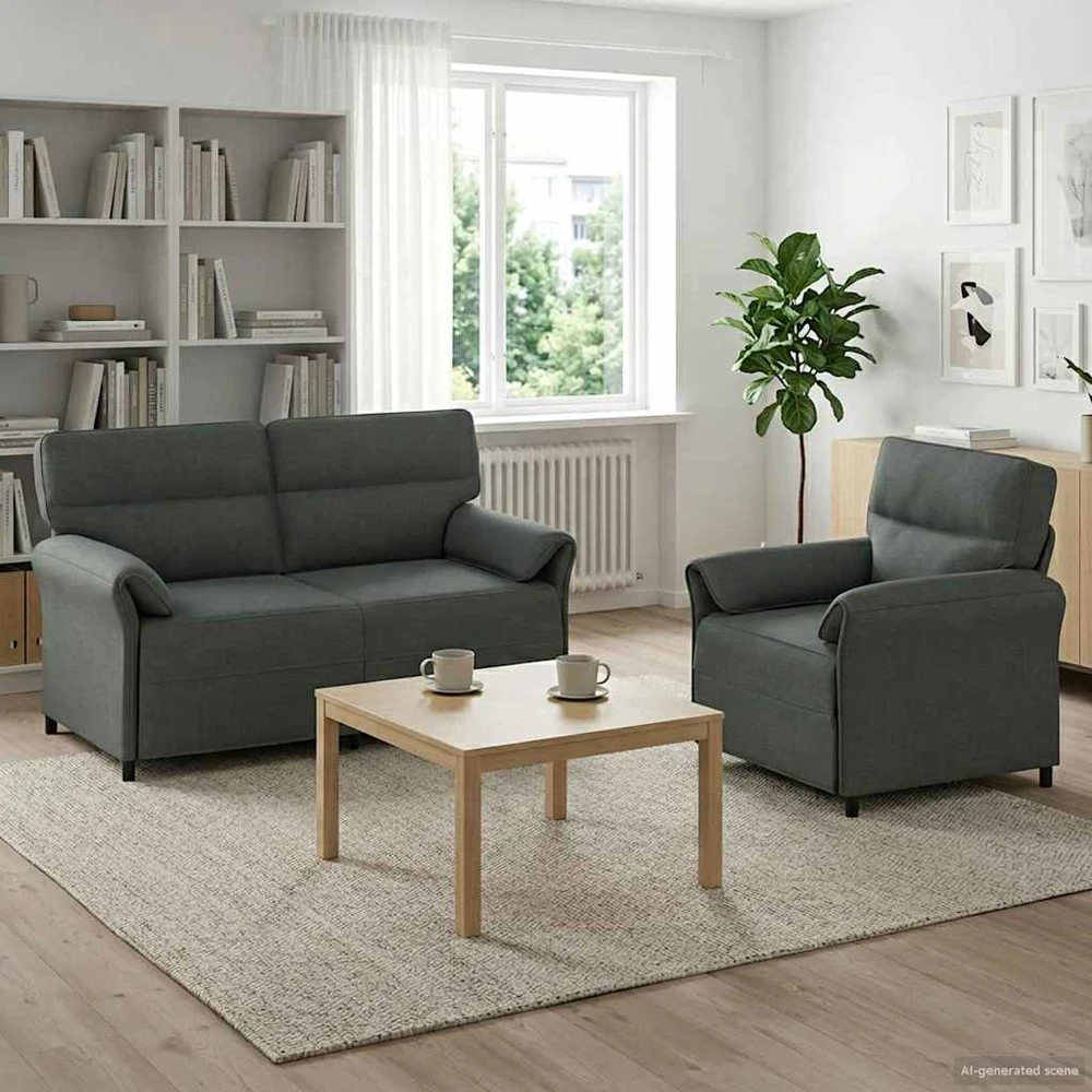 Sofa Sofos komplektas 2 vnt. Tamsiai pilka Audinys