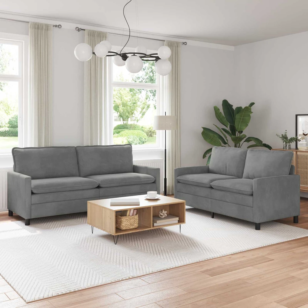 Sofa Sofos komplektas 2 vnt. Tamsiai pilka Aksomas