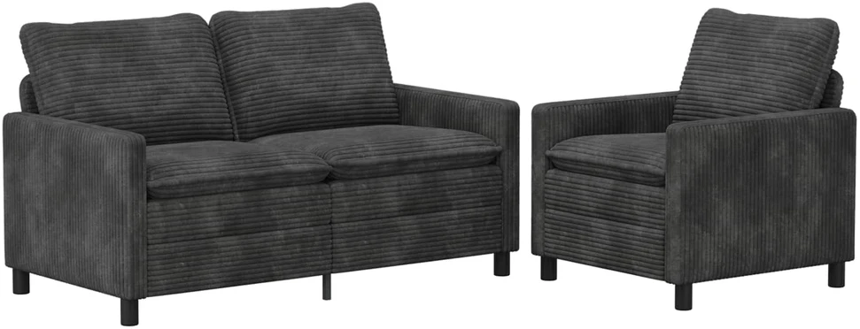 Sofa Sofos komplektas 2 vnt. Tamsiai pilka Poliesteris