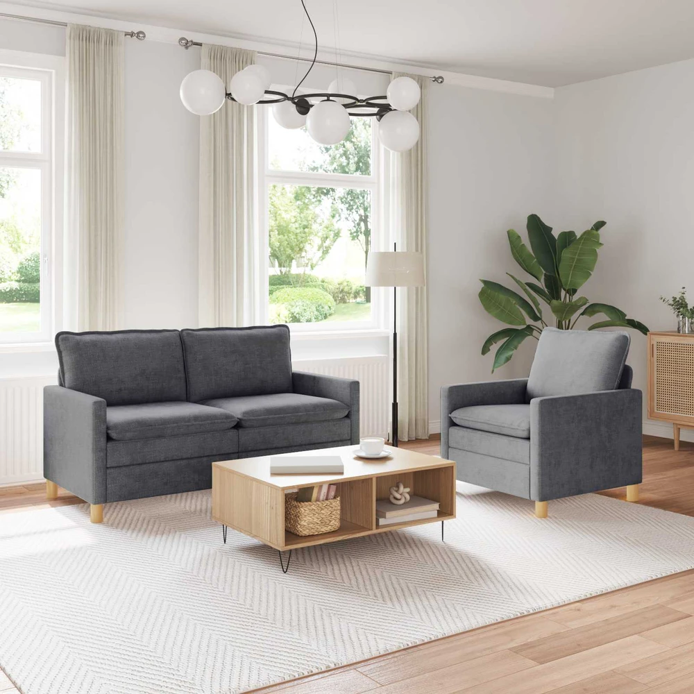 Sofa Sofos komplektas 2 vnt. Tamsiai pilka Poliesteris