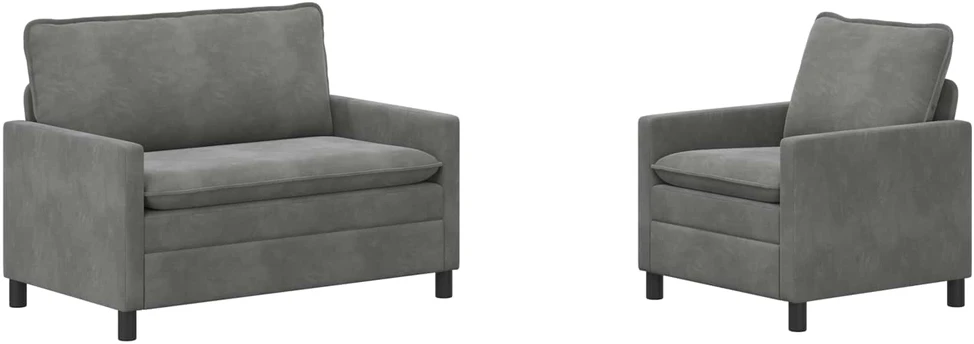 Sofa Sofos komplektas 2 vnt. Tamsiai pilka Aksomas