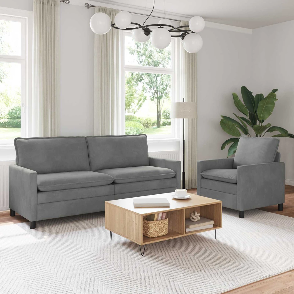 Sofa Sofos komplektas 2 vnt. Tamsiai pilka Aksomas