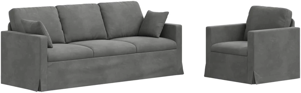 Sofa Sofos komplektas 2 vnt. Tamsiai pilka Aksomas