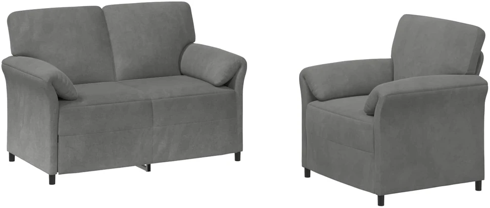 Sofa Sofos komplektas 2 vnt. Tamsiai pilka Aksomas