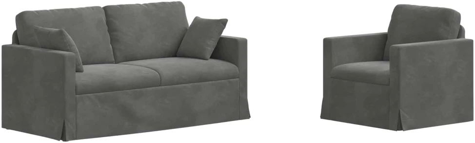 Sofa Sofos komplektas 2 vnt. Tamsiai pilka Aksomas