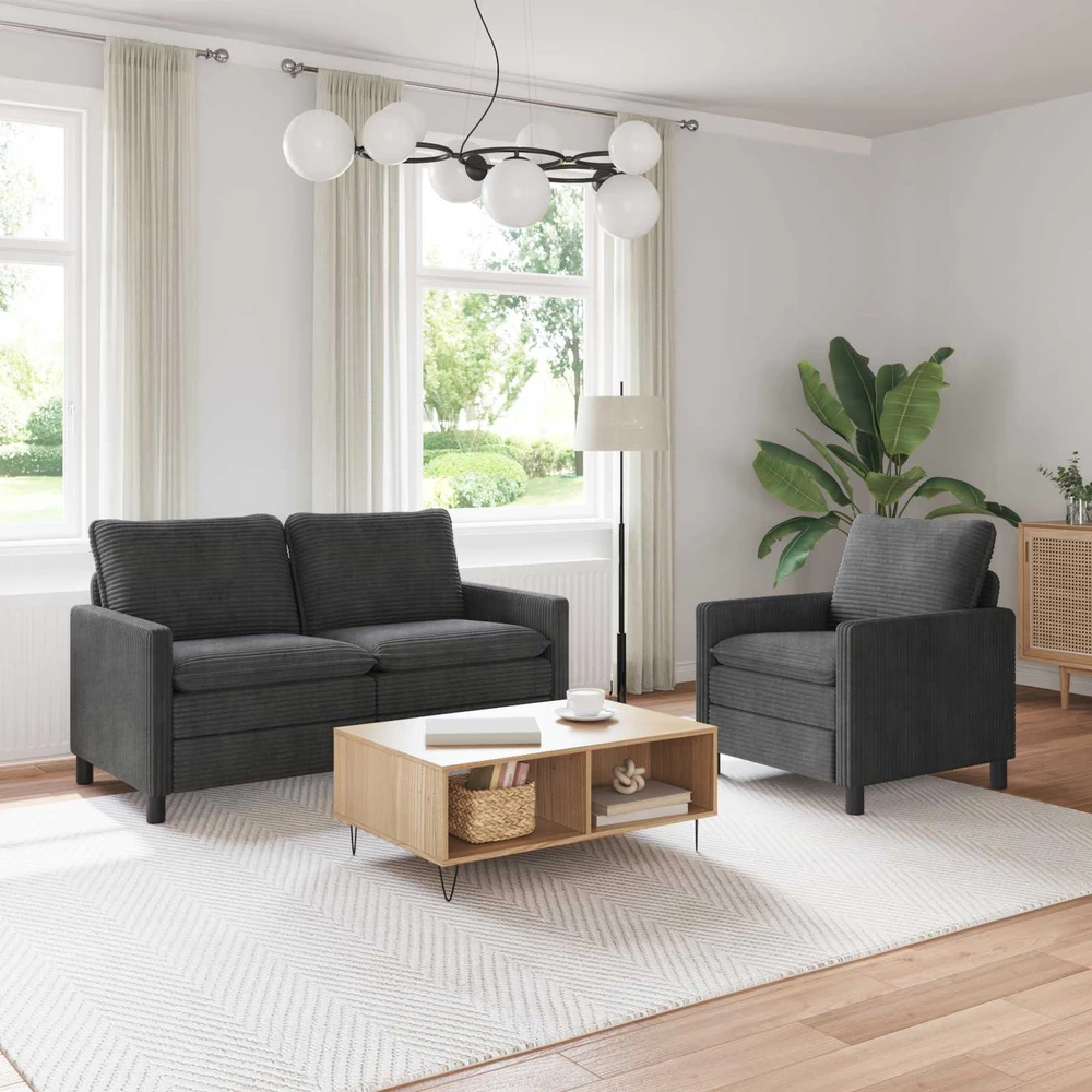 Sofa Sofos komplektas 2 vnt. Tamsiai pilka Poliesteris