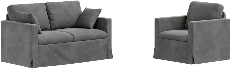 Sofa Sofos komplektas 2 vnt. Tamsiai pilka Aksomas