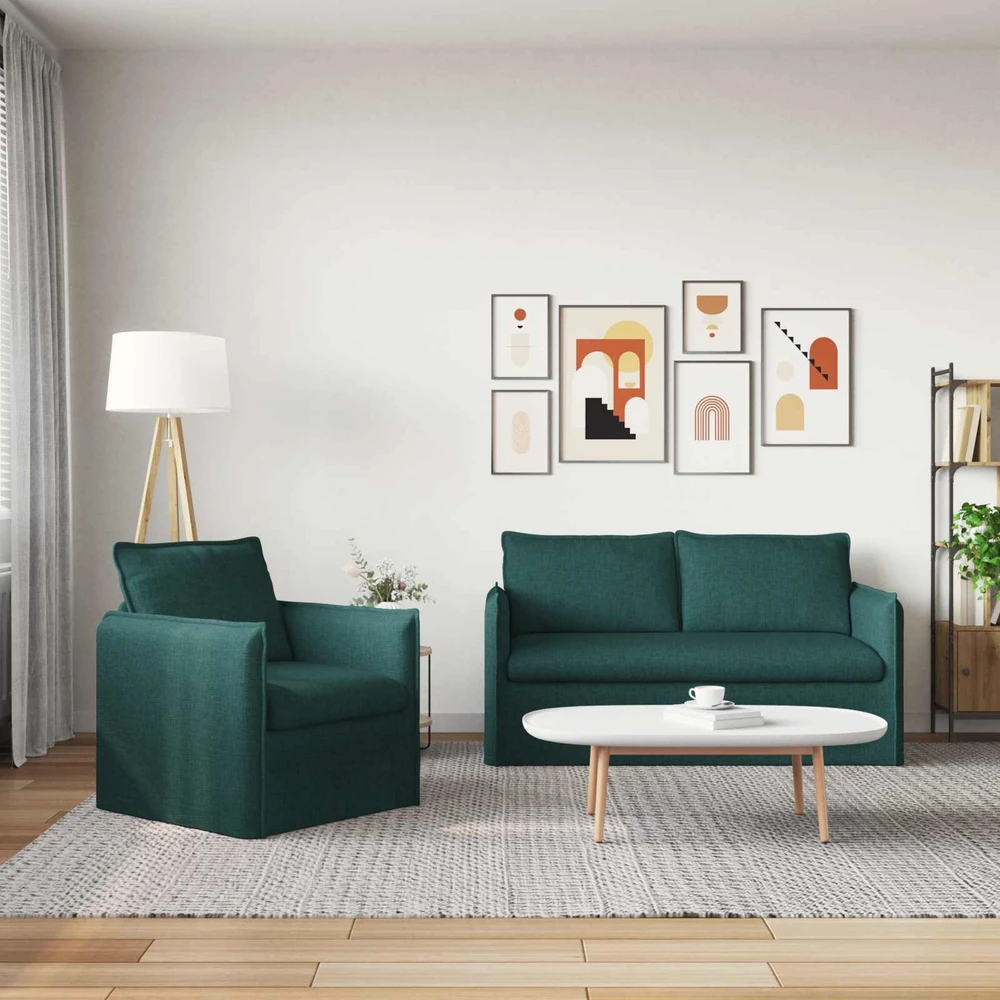 Sofa Sofos komplektas 2 vnt. Tamsiai žalia Audinys