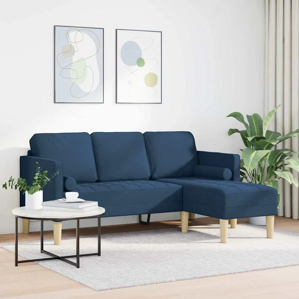 Sofa Sofos komplektas su pagalve Mėlyna Poliesteris