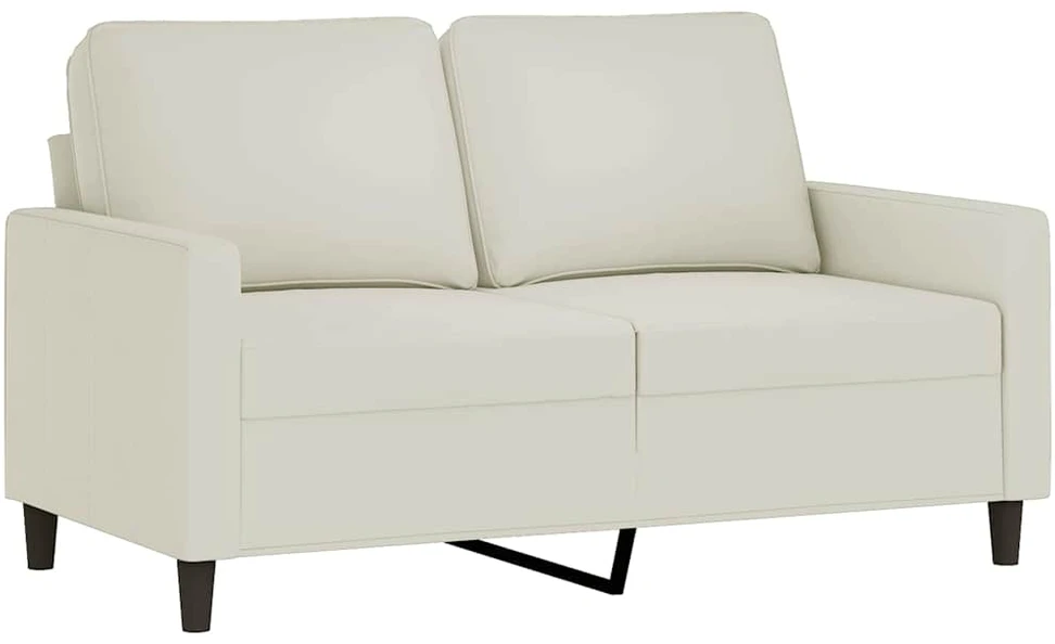 Sofa Sofos komplektas su pagalvėlėmis, 2 dalių, kreminis, aksomas