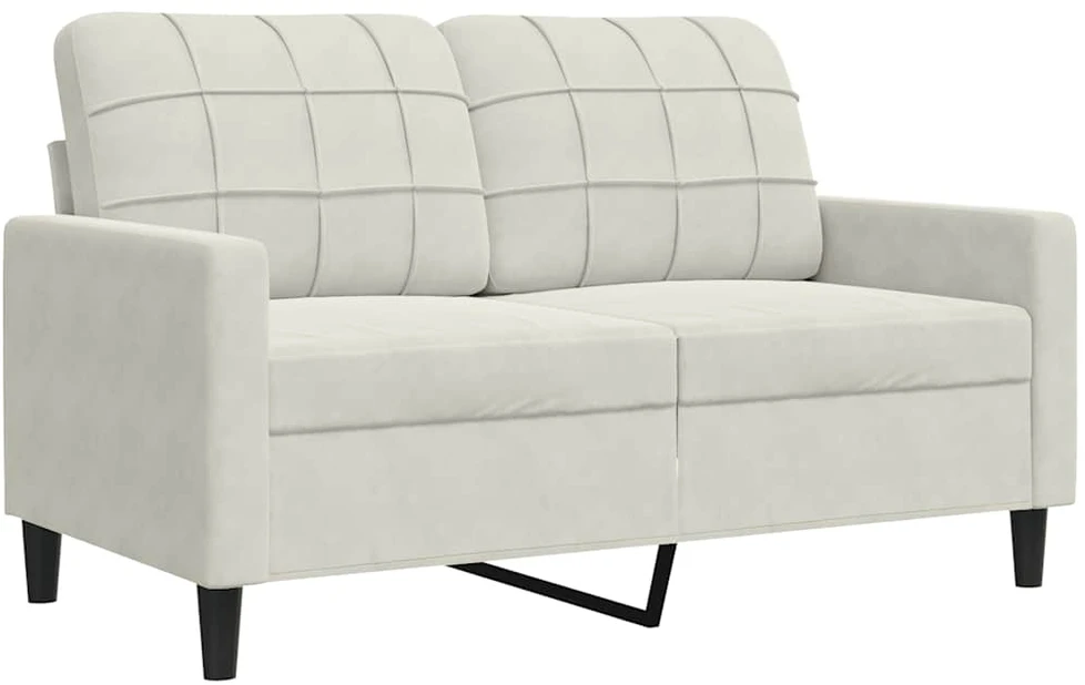 Sofa Sofos komplektas su pagalvėlėmis, 2 dalių, kreminis, aksomas