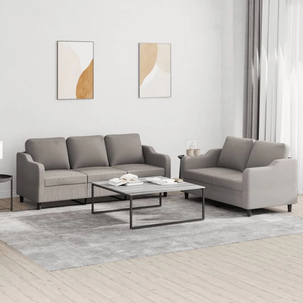 Sofa Sofos komplektas su pagalvėlėmis, 2 dalių, taupe, audinys