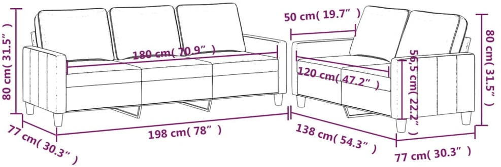 Sofa Sofos komplektas su pagalvėlėmis, 2 dalių, vyno, aksomas