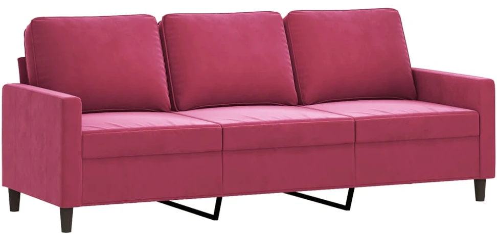 Sofa Sofos komplektas su pagalvėlėmis, 2 dalių, vyno, aksomas
