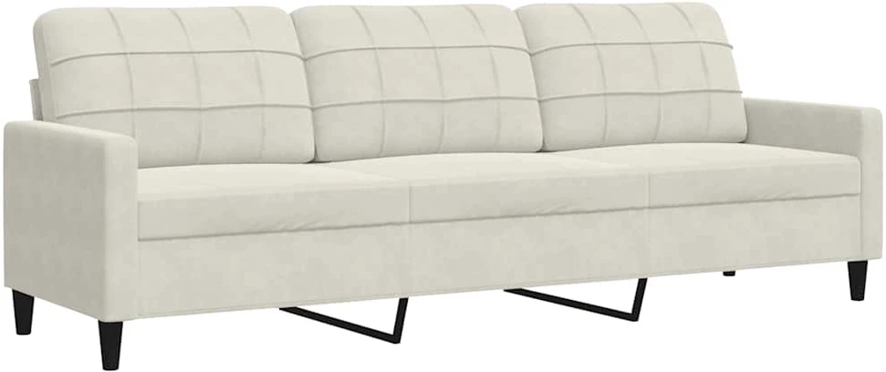 Sofa Sofos komplektas su pagalvėlėmis, 2 dalių, kreminis, aksomas