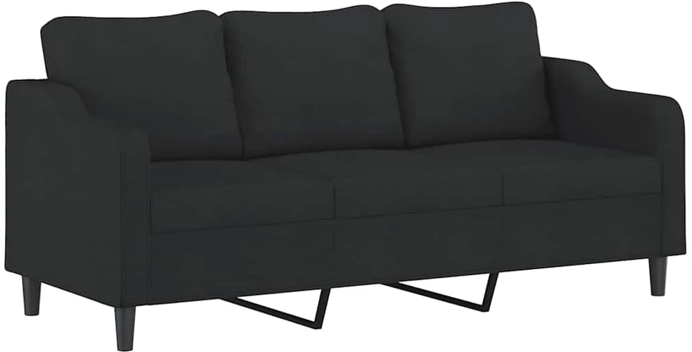 Sofa Sofos komplektas su pagalvėlėmis, 3 dalių, juodas, audinys
