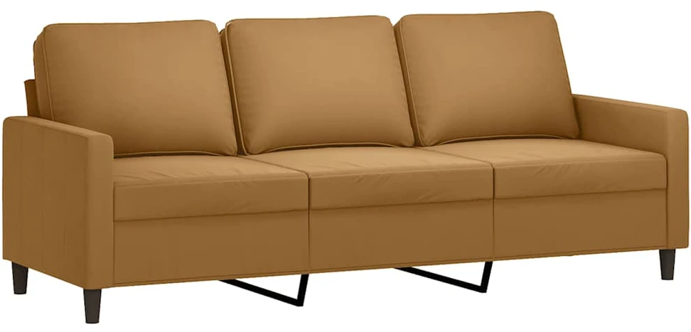 Sofa Sofos komplektas su pagalvėlėmis, 3 dalių, rudas, aksomas