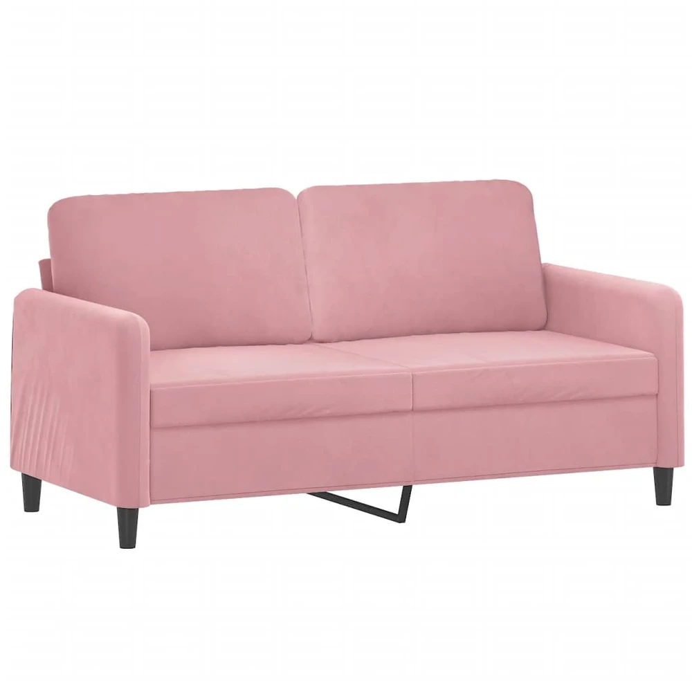Sofa Sofos komplektas su pagalvėmis, 2 dalių, rožinis, aksomas