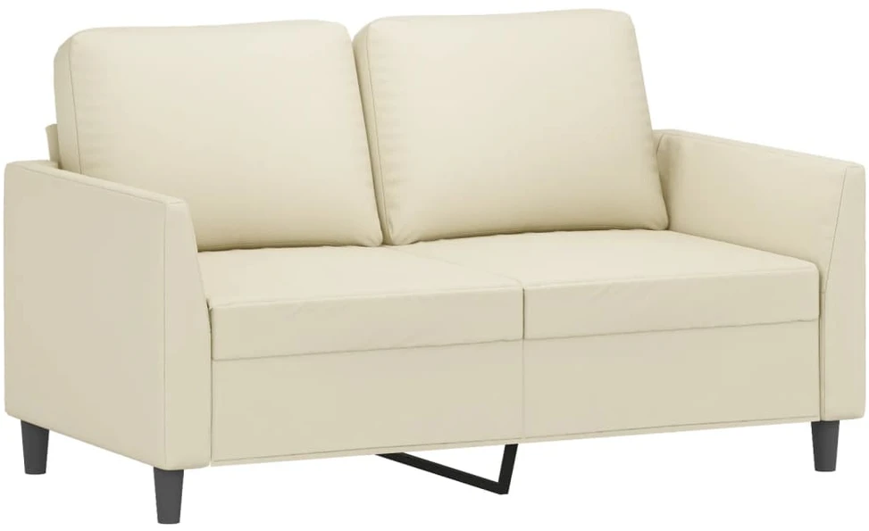 Sofa Sofos komplektas su pagalvėmis, 2 dalių, kreminis, dirbtinė oda