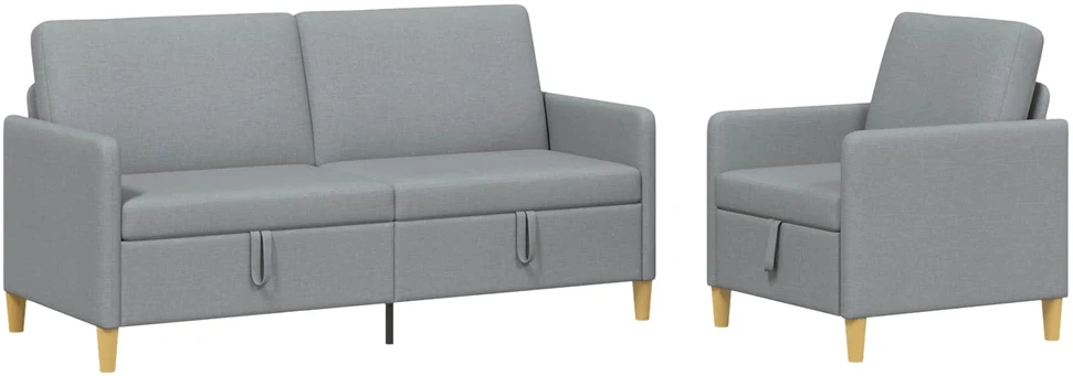 Sofa Sofos komplektas su saugojimu 2 pcs Šviesiai pilka Poliesteris