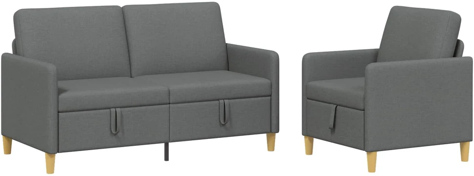 Sofa Sofos komplektas su saugojimu 2 vnt. Tamsiai pilka Poliesteris