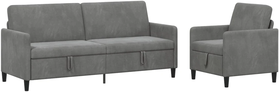 Sofa Sofos komplektas su saugojimu 2 vnt. Tamsiai pilka Poliesteris