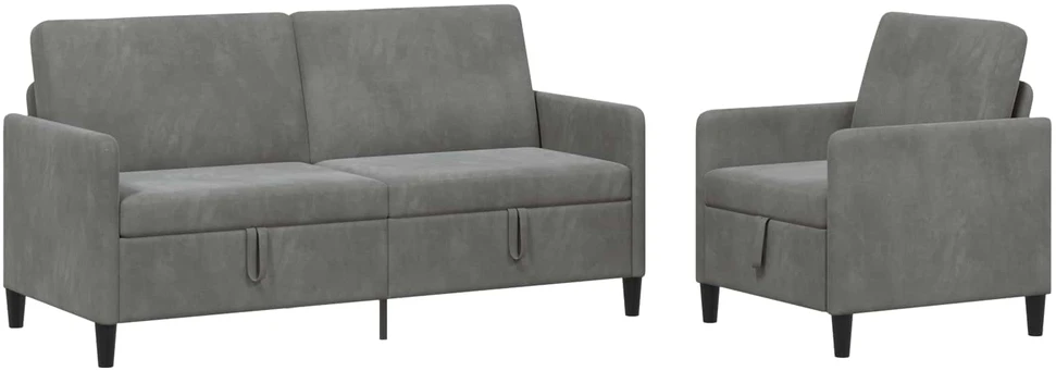 Sofa Sofos komplektas su saugojimu 2 vnt. Tamsiai pilka Poliesteris