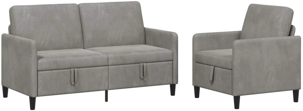 Sofa Sofos komplektas su saugojimu 2 vnt. Šviesiai pilka Poliesteris