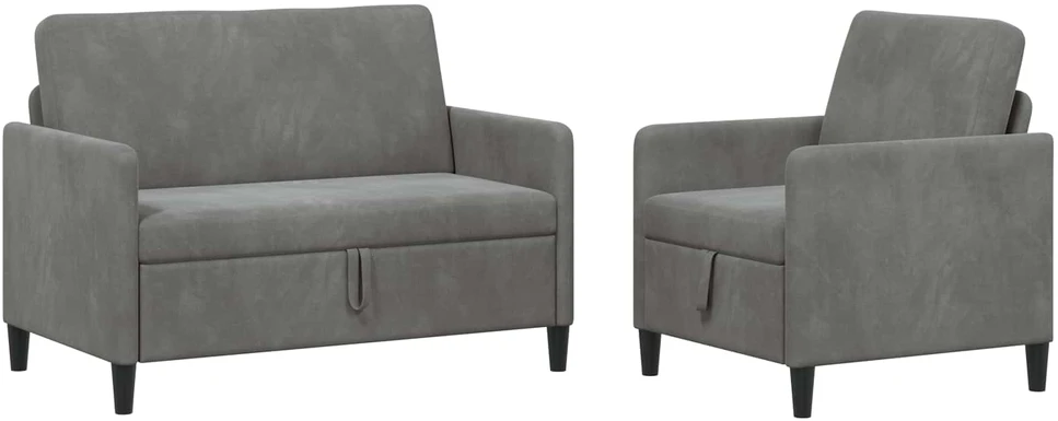 Sofa Sofos komplektas su saugojimu 2 vnt. Tamsiai pilka Poliesteris