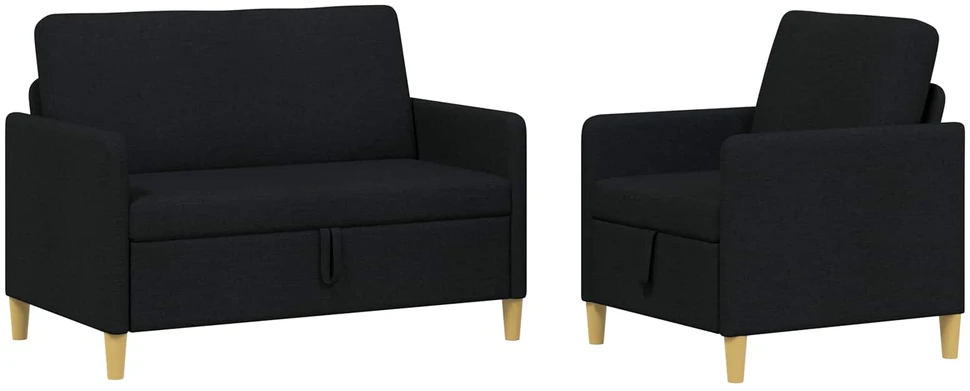 Sofa Sofos komplektas su saugojimu 2 vnt. 3 vietos Juoda