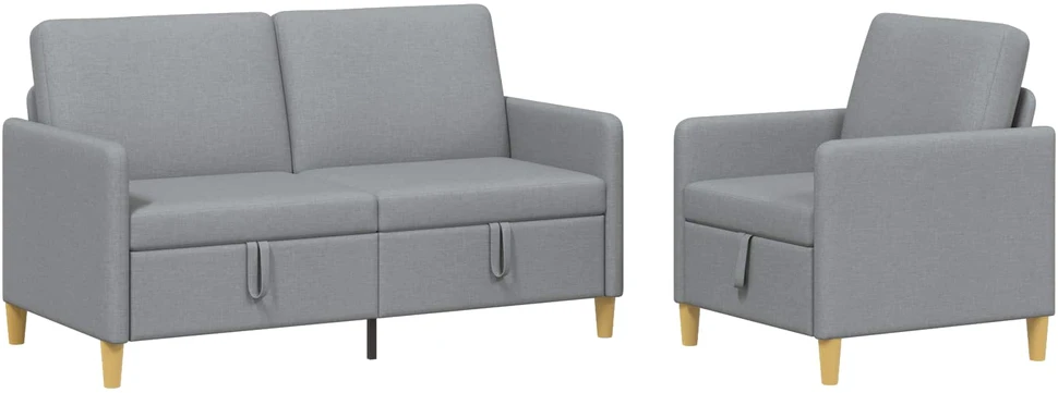Sofa Sofos komplektas su saugojimu 2 vnt. Šviesiai pilka Poliesteris